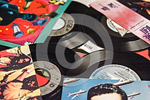 Music industry back in the 1990s 45 rpm single records