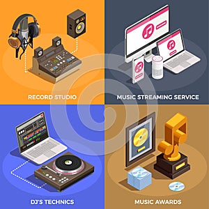 Music Industry Concept Icons Set