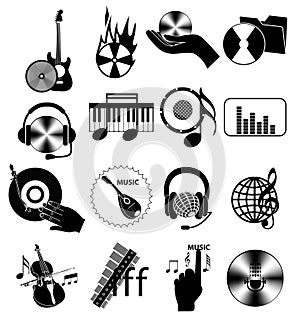 Music industry icons set