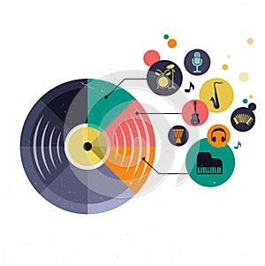 Music infographic and icon set of instruments