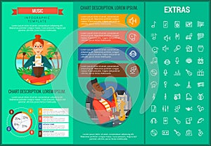 Music infographic template, elements and icons.