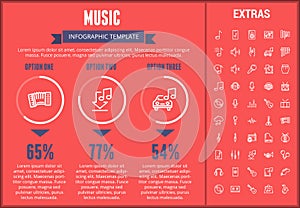 Music infographic template, elements and icons.