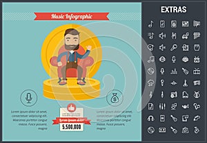 Music infographic template, elements and icons.