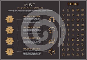 Music infographic template, elements and icons.