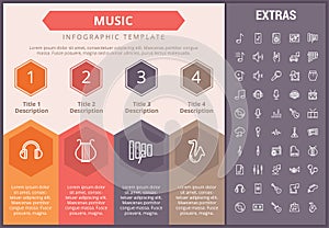 Music infographic template, elements and icons.