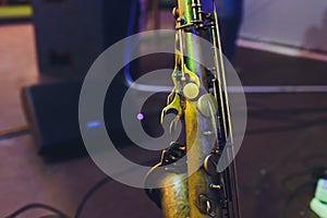Music Instrument Alto Saxophone on black, Saxophone, brass Saxophone, Gold Saxophone, Saxbrass Sax, Gold Sax. Music