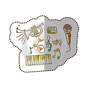 music instrument with notes musicals icon