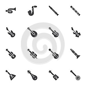 Music instrument vector icons set