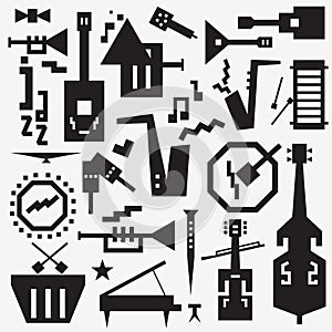 Music instruments doodles