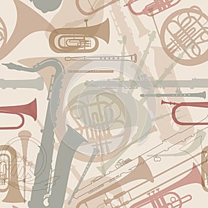 Music instruments seamless texture.