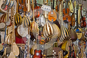 Music instruments shop. photo