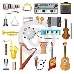 Music instruments vector icons