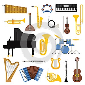 Music instruments vector illustration.