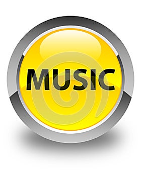 Music glossy yellow round button