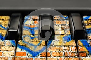 Music keys with bricks texture