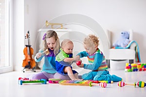 Music for kids, children with instruments