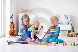 Music for kids, children with instruments