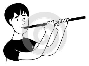 Music lessons flute player flutist student line icon clipart doodles photo