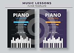 Music Lessons Flyer Template, Piano Lessons Poster, Music Class Poster, Guitar Lessons Poster