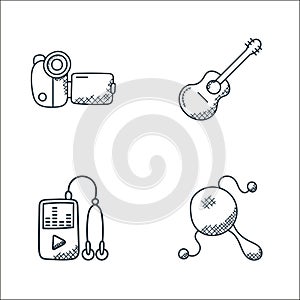 music line icons. linear set. quality vector line set such as maracas, ipod, guitar