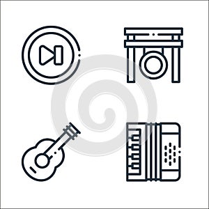 music line icons. linear set. quality vector line set such as accordion, guitar, gong
