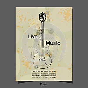 Music live show artist musician with ink paint and organic shapes guitar art abstract bg design