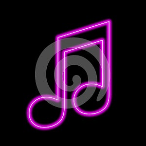 Quaver pink music icon neon symbol on black background photo