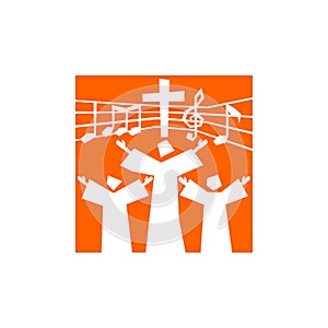 Music logo. Christian symbols. The believer worships Jesus Christ, sings the glory to God. photo