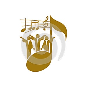 Music logo. Christian symbols. Believers in Jesus sing a song of glorification to the Lord. photo