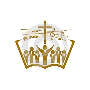 Musica designazione dell'organizzazione o istituzione. cristiano simboli. credente cantare una canzone da sul 