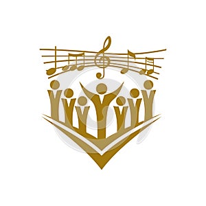 Music logo. Christian symbols. Believers in Jesus sing a song of glorification to the Lord. photo