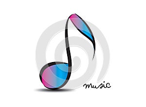 Music logo design template, musical note of floral shapes, web icon