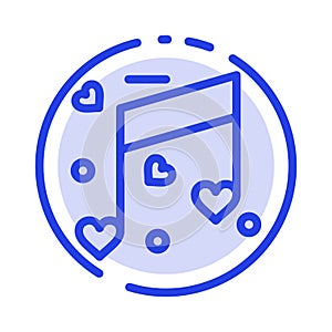 Music, Love, Heart, Wedding Blue Dotted Line Line Icon