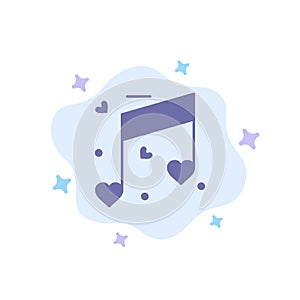 Music, Love, Heart, Wedding Blue Icon on Abstract Cloud Background