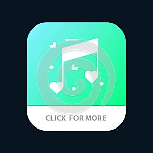 Music, Love, Heart, Wedding Mobile App Button. Android and IOS Glyph Version