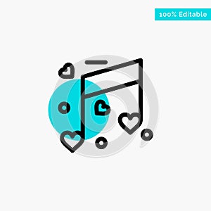 Music, Love, Heart, Wedding turquoise highlight circle point Vector icon