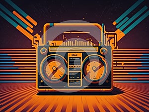 music machine pixel art style retro background