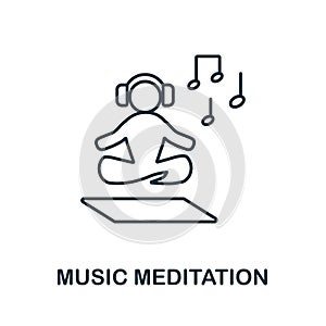 Music Maditation line icon. Simple element from yoga collection. Creative Music Maditation outline icon for web design