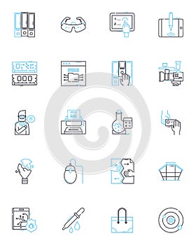 Music melody linear icons set. Harmony, Rhythm, Pitch, Tune, Cadence, Melancholy, Vibrato line vector and concept signs