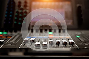 Music mixer control panel. Sound Control Sliders