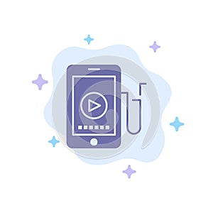 Music, Mobile, Cell, Education Blue Icon on Abstract Cloud Background