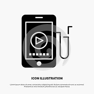 Music, Mobile, Cell, Education Solid Black Glyph Icon