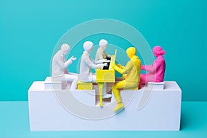 music modern colourful concept illustration people art performance trend piano. Generative AI.