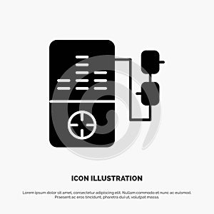 Music, Mp3, Play, Education Solid Black Glyph Icon