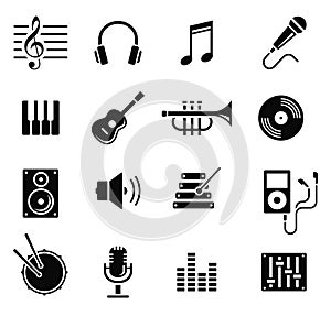 Music and multimedia icons, vector