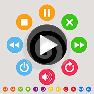 Music & multimedia player icon set