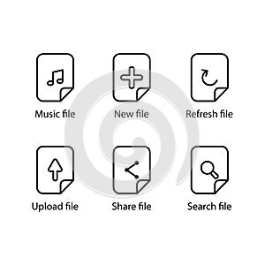 Music, New, Refresh, Upload, Share, Search, file icon