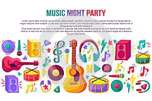 Music night party invitation poster template