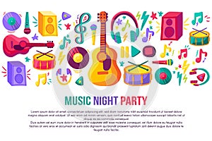 Music night party invitation poster vector template