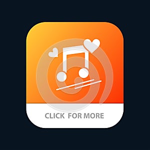 Music Node, Node, Lyrics, Love, Song Mobile App Button. Android and IOS Glyph Version